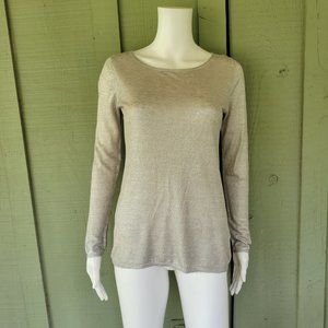 NWT BODEN Silver Foil Printed Linen Blend Knit Top 2